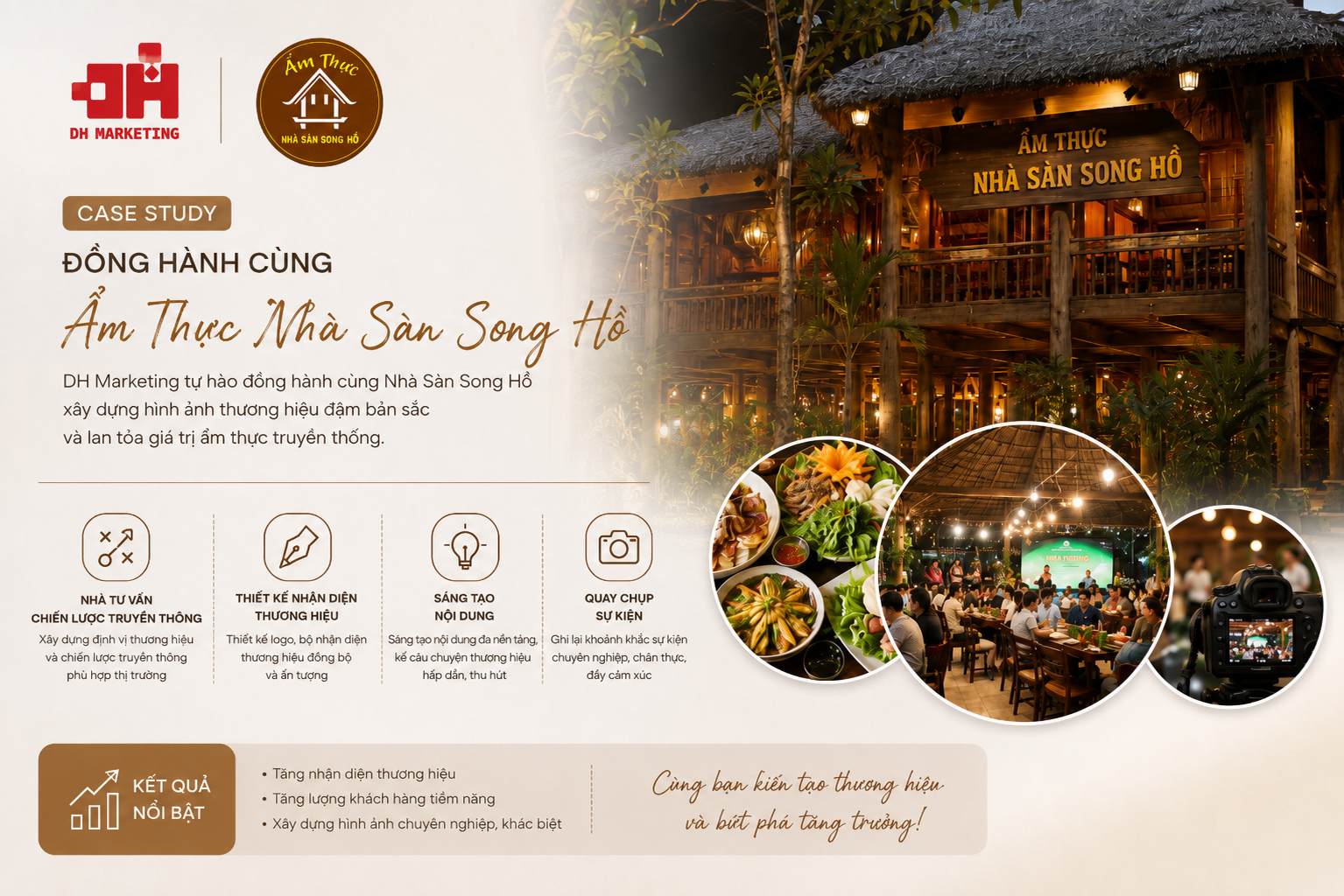 Dự án Ẩm thực Nhà sàn Song Hồ - Giải pháp truyền thông trọn gói từ thổng thể đến chi tiết