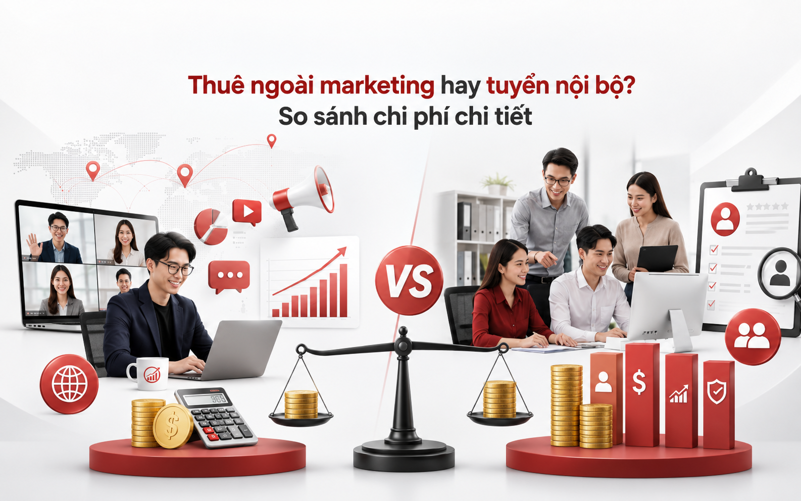 Thuê ngoài marketing hay tuyển nội bộ? So sánh chi phí chi tiết